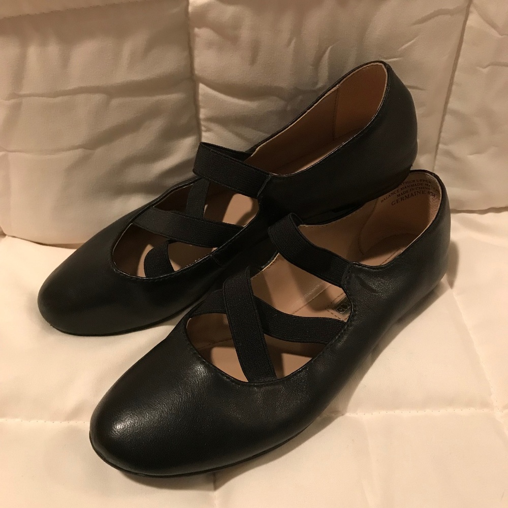 Audrey Brooke Black Leather Ballet Flats Size 6